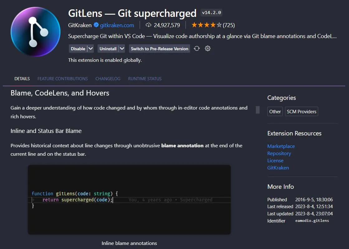 GitLens VSCode Extension